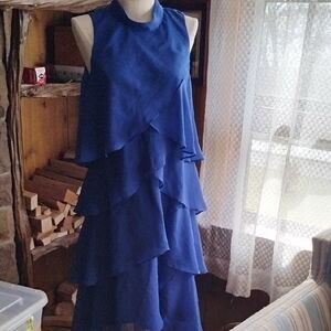 Elegant Blue Layered Dress Made By SLNY